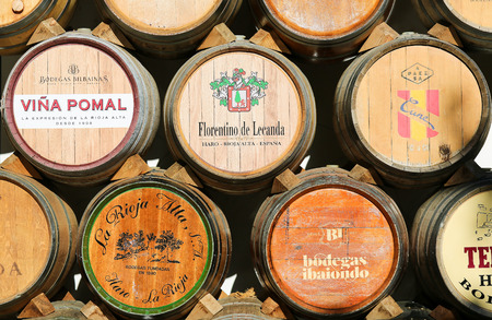 Wine barrels of the great bodegas or winehouses of Haro, La Rioja, Spainのeditorial素材