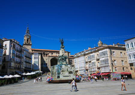 Monument commemorating the Battle of Vitoria at Andre Maria Zuria/Virgen Blanca Square of Vitoria-Gasteiz, the capital city of the Basque Autonomous Community and of the province of Araba/Alava in northern Spain.のeditorial素材