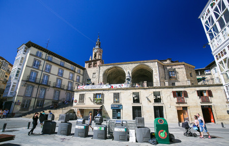 Church of Saint Michael the Archangel at Andre Maria Zuria/Virgen Blanca Square of Vitoria-Gasteiz, the capital city of the Basque Autonomous Community in northern Spain.のeditorial素材