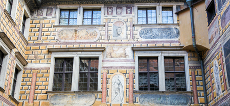 Detail wall painting at the famous Castle of Cesky Krumlov, South Bohemia, Czech Republic.のeditorial素材