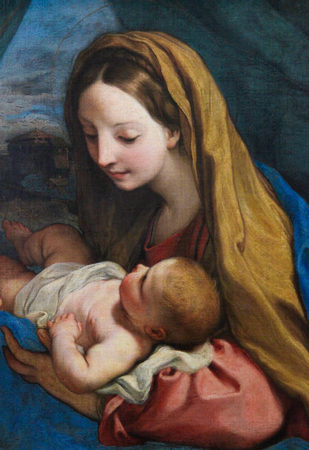 Painting (1660) depicting Mother Mary and Child Jesusのeditorial素材