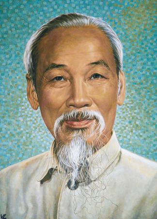 Portrait of Ho Chi Minh in the Old Post Building in Ho Chi Minh City, Vietnamのeditorial素材