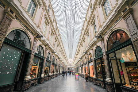 The Galeries Royales Saint-Hubert (French) or Koninklijke Sint-Hubertusgalerijen (Dutch) is a glazed shopping arcade in Brussels, Belgiumのeditorial素材