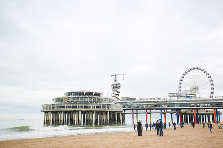 The Scheveningen Pier is a pleasure pier in the Dutch resort town of Scheveningen near The Hague.のeditorial素材