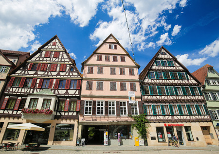 Historic half-timbered houses in the center of Tubingen, Baden-Wurttemberg, Germanyのeditorial素材