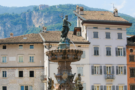 Neptune Fountain (1767) on the Piaza Duomo in Trento, Trentino, Italyのeditorial素材