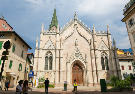 19th Century Neo-gothic Chiesa di San Pietro, Saint Peters Church in Trento, Trentino, Italyのeditorial素材