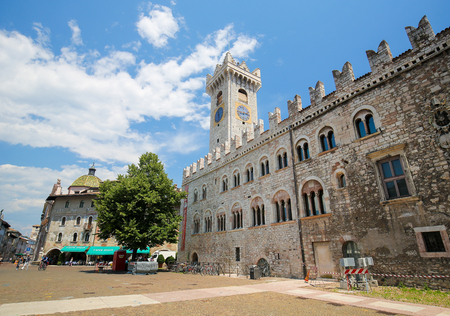 Torre Civica, a famous tower at the Palazzo Pretorio on the Piazza Duomo in the center of Trento, Trentino, Italyのeditorial素材