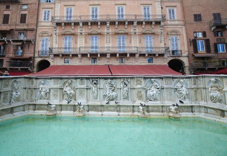 The Fonte Gaia is a monumental fountain located in the Piazza del Campo in the center of Siena, Italy.のeditorial素材