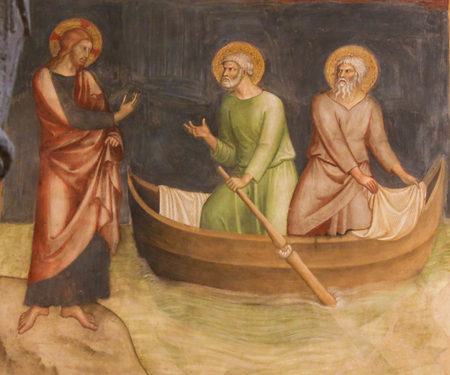 Renaissance Fresco depicting Jesus calling of Saint Peter and Andrew, in the Collegiata of San...