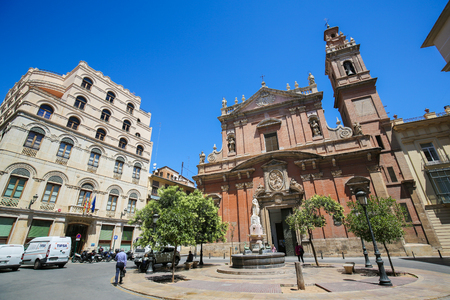 Church and Tower of the Baroque Santo Tomas Church in the center of Valencia, Spain, dedicated to St Thomas and Philip Neriのeditorial素材