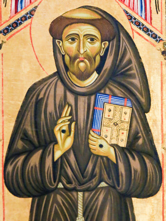 Bardi Chapel, Maestro della Croce, St. Francis Receiving the Stigmata in the Basilica Santa Croce, Florence, Italy.のeditorial素材