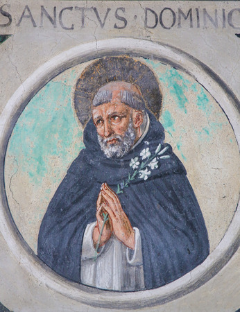 Fresco of Saint Dominic in the Church of Sant Agostino (St Augustine), one of the oldest churches of San Gimignano, Tuscany, Italyのeditorial素材