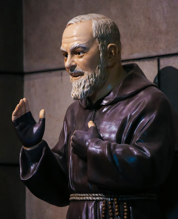 Statue of Padre Pio, also known as Saint Pio of Pietrelcina, in Monaco Cathedral.の写真素材