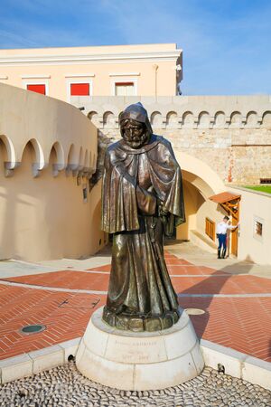 Statue of Francesco Grimaldi, Genoese leader of the Guelphs who captured the Rock of Monaco in 1297, at the Prince's Palace of Monacoのeditorial素材
