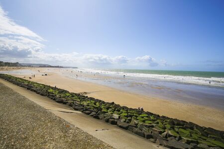 The Beach at Trouville-Sur-Mer, Calvados department; Normandy, a famous tourist attraction in Northern France.のeditorial素材