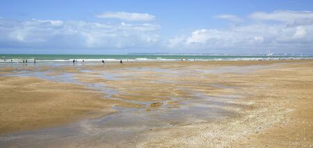 The Beach at Trouville-Sur-Mer, Calvados department; Normandy, a famous tourist attraction in Northern France.のeditorial素材