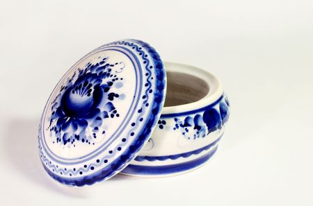 casket, Gzhel painting handicraft.の写真素材