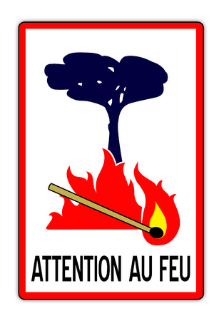 road sign in France: Fire danger - beware of fireの写真素材