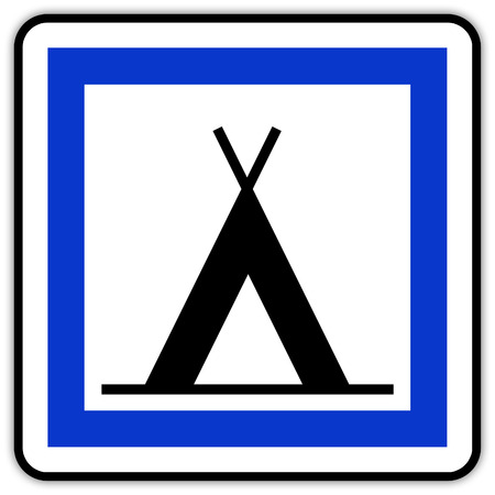 road sign in France: Camping and caravan groundsの写真素材