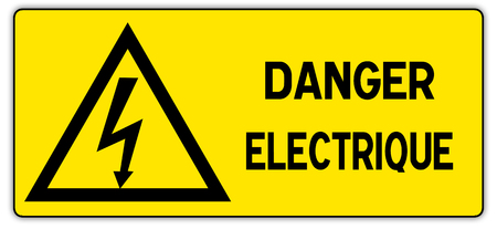 High Voltage Sign. Danger symbol. Black arrow isolated on white triangle on white background. Warning icon.の写真素材