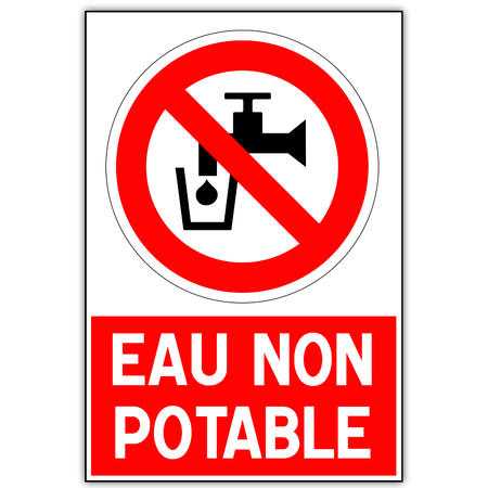 road sign: no drinking water in Frenchの写真素材
