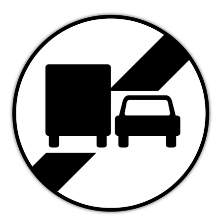 Road sign in France: end of prohibition to double for trucks - unauthorized overtakingの写真素材