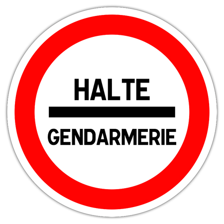 Road sign at the border in France: customs stop - stopgap stop - Passport controlの写真素材