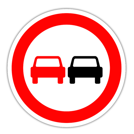 Road sign in France: prohibition of doubling - unauthorized overtakingの写真素材