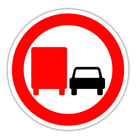 Road sign in France: prohibition to double for trucks - unauthorized overtakingの写真素材