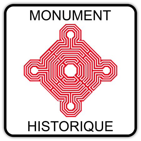 road sign in France: historical monument - classified site - heritage of France - site to visit - cultural siteの写真素材