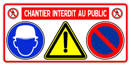 Public Access Not Permitted Panel - mandatory construction helmetの写真素材