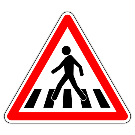 road sign in France and Germany: Pedestrian crossingの写真素材