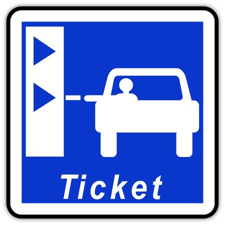 road sign in France: Highway toll - Highway ticket - Counter at the entrance of the motorwayの写真素材