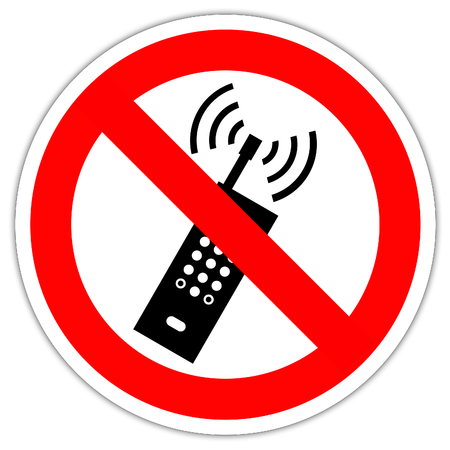Road sign in France: No mobile phone signの写真素材