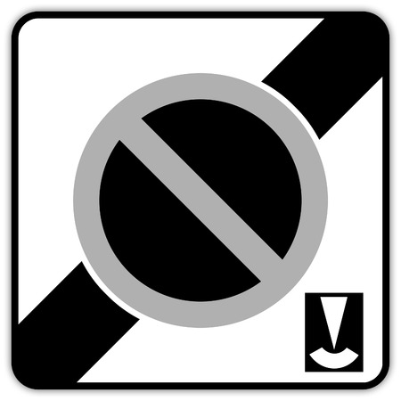 Road sign in France: forbidden station - exit from the blue zone (end)の写真素材
