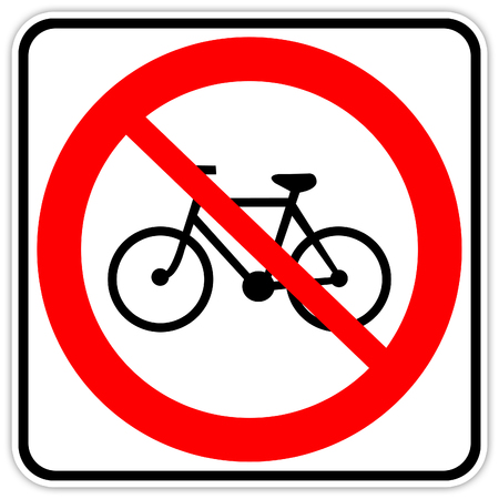 road sign in Quebec and Canada: No bicycles Guide and information road sign in Quebec, Canadaの写真素材