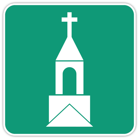 road sign in Quebec and Canada: Church Guide and Information Road Sign in Quebec, Canadaの写真素材