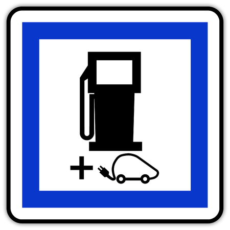 Road sign in France: electric car chargerの写真素材