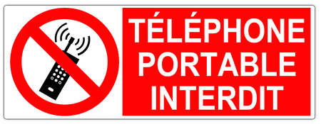 Road sign in France: No mobile phone signの写真素材