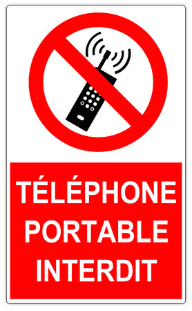 Road sign in France: No mobile phone signの写真素材