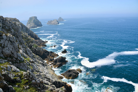 rocky coastal scenery around Pointe de Pen-Hir at the Crozon peninsula in Brittany, Franceの写真素材
