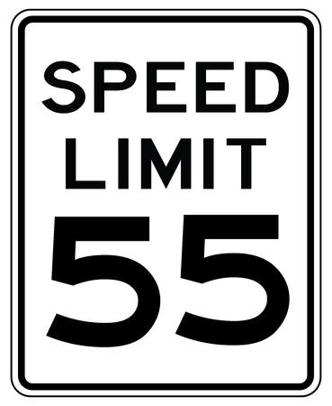 American road sign in the United States: speed limited to 55 mp / h - speed limit to fyfti-five miles per hourのイラスト素材