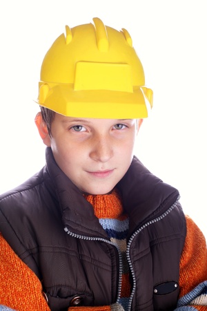 Young adorable child wearing helmetの写真素材