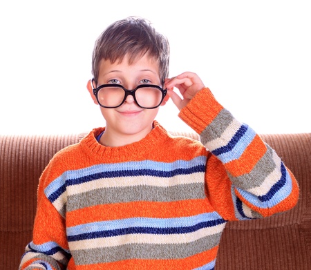 Cute young child wearing eyeglassesの写真素材