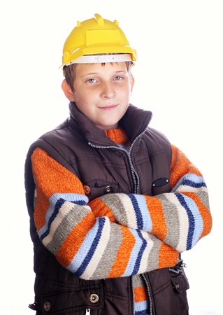 Young adorable child wearing helmetの写真素材
