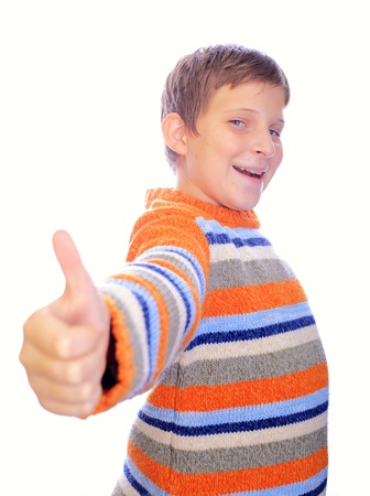 Child showing ok sign with his fingerの写真素材