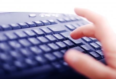 Keyboard with hands closeup view