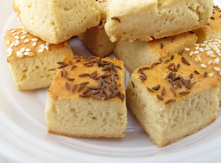                                Pile of pastry with sesame and caraway seedsの写真素材