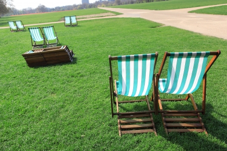 Stripped deckchairs in Hyde-park London